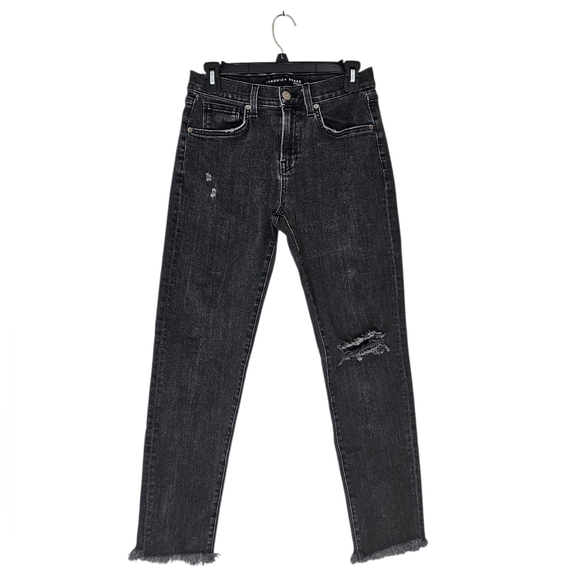 Veronica Beard Benzi Midrise Black Gray Distressed Ankle Skinny Jeans 25 - Picture 1 of 10
